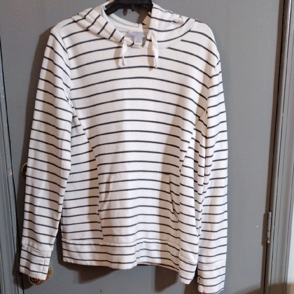 Motherhood Maternity Black and White Striped Hoodie - Picture 2 of 6